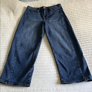 NWOT Vigoss Women's High-Rise Barrel Daisy Jeans in Dark Blue Denim